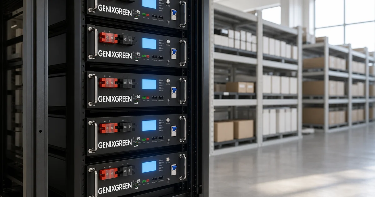 Genixgreen rack battery modules in stock at a reliable supplier warehouse serving Ukraine