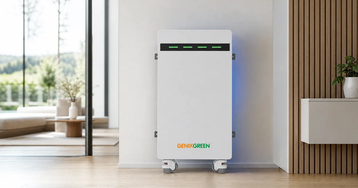 A premium Genixgreen LiFePO4 home battery as the centerpiece of a modern Ukrainian home