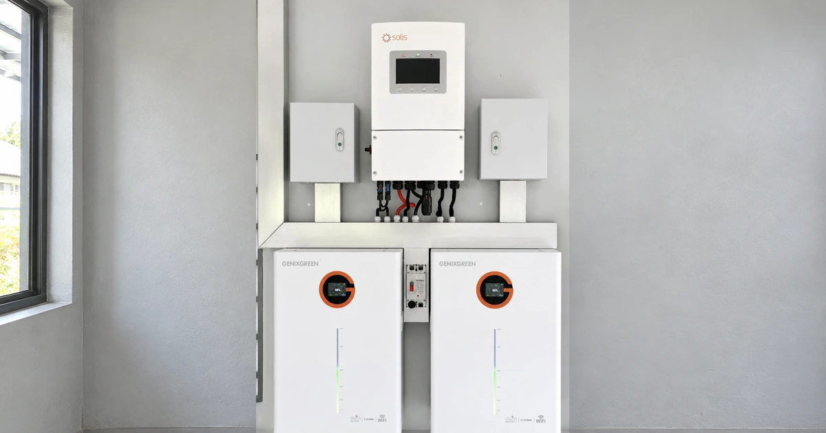 Інвертор Solis із двома акумуляторами Genixgreen та електричними щитами